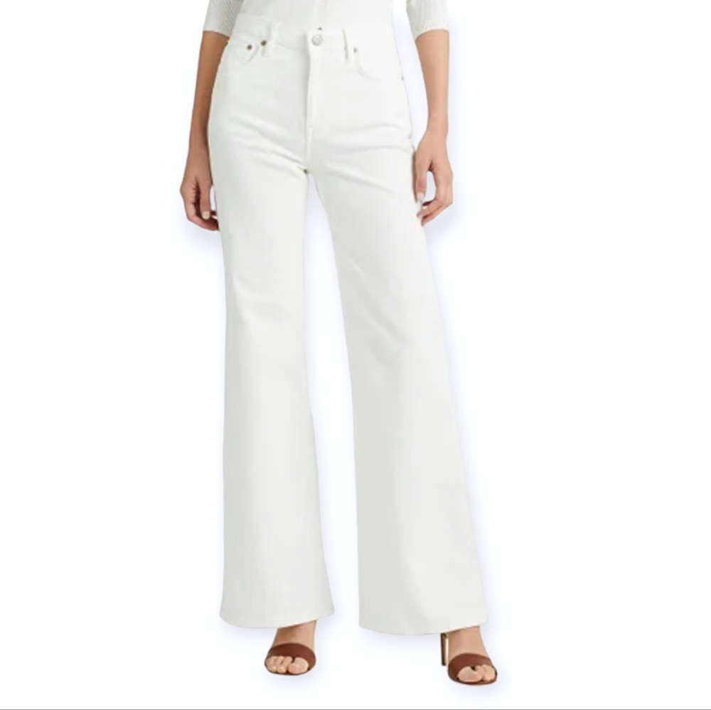 Ralph Lauren Jeans Co White Flare Wide Leg Pants Size 16